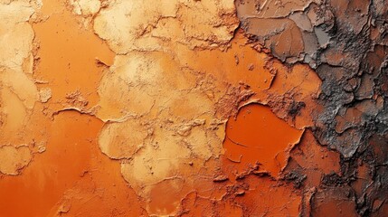 Fototapeta premium Abstract depiction of layered textured wall in shades of orange