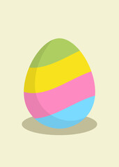 Elemento decorativo de Pascua. Huevo de Pascua con líneas curvas como olas con diversos colores y sombra 