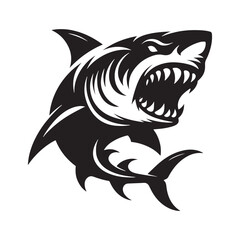 Naklejka premium Powerful Tiger Shark silhouette, the enforcer of the deep - Tiger Shark illustration - Minimalist Tiger Shark vector - Fish silhouette 