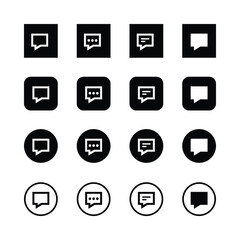 Icon set, chat bubbles, messaging symbols,
black and white, minimalist design.
communication icons, square icons, circular
indicators, dialogue symbols, user interface
‘graphics, clean fines.