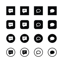 Minimalist icon set, chat bubbles, message
‘symbols, black and white design,
communication icons, social media buttons,
‘simple shapes, geometric graphics, user
interface elements, app icons, flat.
