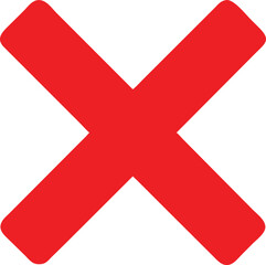 Red Cross Mark Symbol - Incorrect, Wrong, Prohibited Action Indicator - Perfect for Marking Errors, Mistakes, and Restrictions in Software, Tests, and Prohibited Actions.