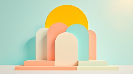 Pastel Arch Background  Product Display  Summer Colors  Minimalist Scene