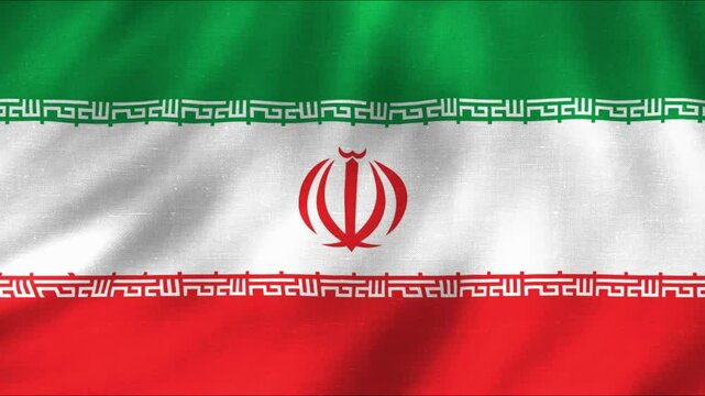 Iran national flag with fabric pattern moving in smooth waves