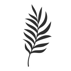 Fototapeta premium Palm leaf isolated on white background. Black palm leaf silhouette. Tropical tree. Coconut plant. Vector illustration