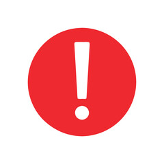 Red Warning Icon with White Exclamation Mark in Circular Shape