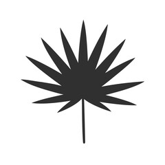 Tropical leaf isolated on white background. Black palm leaf silhouette. Vector illustration