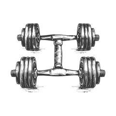 Naklejka premium A Pair Of Dumbbells With Textured Plates And A T Shaped Bar