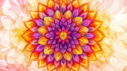 Vibrant Mandala Flower  Abstract Floral Art Design
