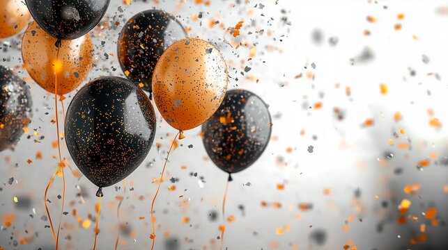 Joyful celebration with balloons and confetti on a festive birthday occasion