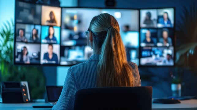 In the vibrant embrace of a digital realm, a remote worker, connected by a network of invisible lines, presided over a virtual meeting. Palm trees, symbols of resilience and unity, materialized on