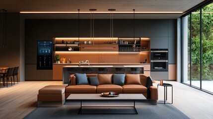 Innovative and Luxurious Living Space Featuring AI Powered Holographic Technology for Seamless and Personalized Interior Design