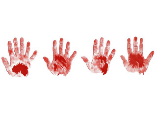 Obraz premium Set bloody handprint, gore isolated on png transparent background