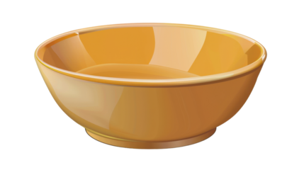 Empty orange bowl on transparent background representing simplicity and minimalism