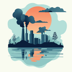 Industrial Pollution and Reflection in Water: An Environmental Issue