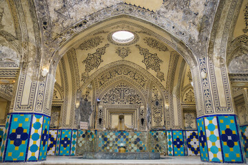 Halls in the historic Sultan Amir Ahmad Bathhouse in Kashan, Iran. The building was constructed during the Safavid era in the 16th century