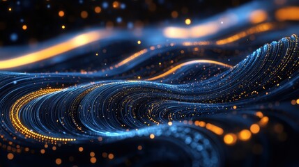 A digital backdrop of swirling lines, representing the intricate dance of the economy and investment, where coins glimmer like scattered jewels and graphs rise and fall like tectonic plates.