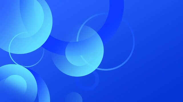 Blue abstract geometric background with circular figures, Colourful endless circle pattern slow motion.