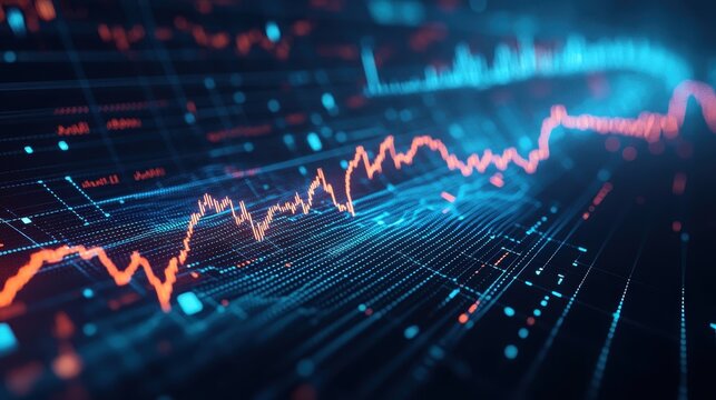 A dynamic chart, a testament to the ebb and flow of the stock market, depicting a steady rise in financial growth and exchange transactions.