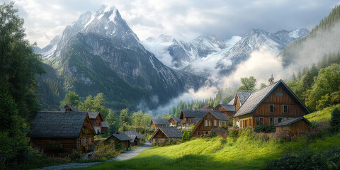 Fototapeta premium Austrian Mountain Scene 