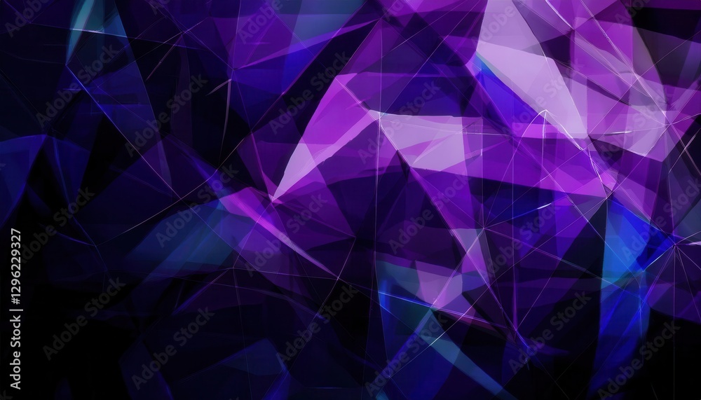 Aufkleber geometric abstract digital artwork with purple and blue triangular low poly pattern, futuristic crystal texture for background