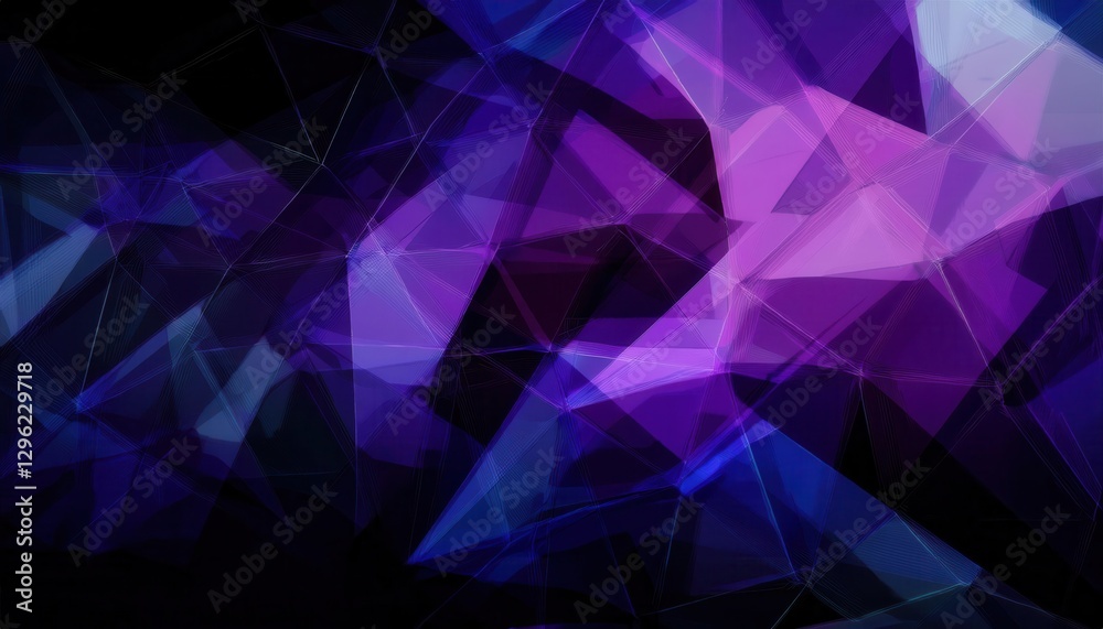 Aufkleber geometric abstract digital artwork with purple and blue triangular low poly pattern, futuristic crystal texture for background
