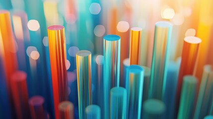 Abstract Colorful Cylinders Background Vibrant Geometric Design 3D Rendered Texture