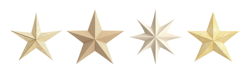 Obraz premium Elegant Decorative Stars in Various Textures and Colors Isolated on a white background