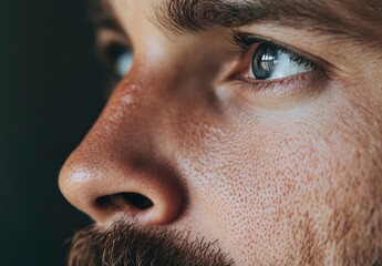 Close-up of an ear with wireless earbuds, a man in an office close-up, a macro shot. Stock photo contest winner, professional photography, 