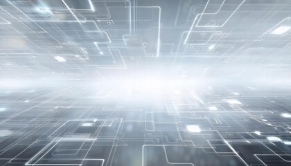 futuristic digital network perspective with glowing circuit lines and abstract geometric grid, perfect for technology themes

