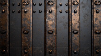 Fototapeta premium A rusty sheet metal panel with patches of rust that create an industrial, grunge aesthetic.