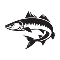 Eerie Pike silhouette, the shadow beneath the water’s surface - Pike illustration - Minimalist Pike vector - Fish silhouette
