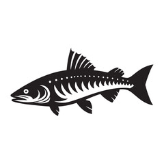 Dominant Pike silhouette, ruling the depths of lakes and rivers - Pike illustration - Minimalist Pike vector - Fish silhouette
