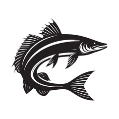 Sleek Pike silhouette, embodying speed and precision - Pike illustration - Minimalist Pike vector - Fish silhouette
