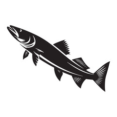 Elusive Pike silhouette, a stealthy hunter of the waters - Pike illustration - Minimalist Pike vector - Fish silhouette
