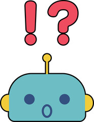 かわいいロボットのキャラクターの顔　驚き