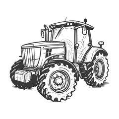 Obraz premium Hand Drawn Sketch Of A Modern Tractor With Large Tires