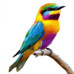 Fototapeta premium Colorful Bird Perched on a Branch Against a Bright Background