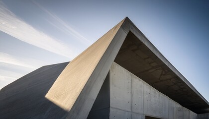 Close-up of a modern minimalistic concrete structure, capturing its brutalist geometry and raw textures, showcasing the stark, bold design.