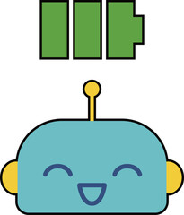 かわいいロボットのキャラクターの顔　充電完了