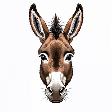 donkey head on plain white background childish style illustration