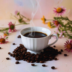 X&iacute;cara de caf&eacute; com gr&atilde;os