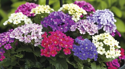 Vibrant verbena flowers creating a colorful display in garden