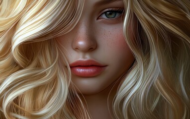 Naklejka premium Blond hair, color, texture, background, close-up, photorealistic, high-resolution 