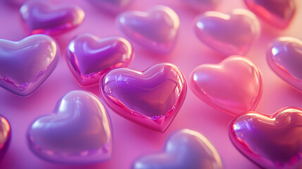 Obraz premium A background full of hearts in different colors, such as pink, purple, blue, and turquoise 
