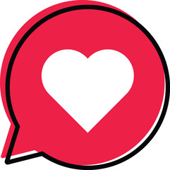 Heart in a speech bubble, love and Communication or chat icon. Vector illustration