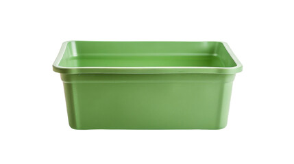 Empty light green plastic storage box on transparent background