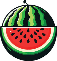 Watermelon vector art illustration. Watermelon vector icon.