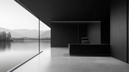 A sleek, minimalist portfolio featuring meticulously designed black and white landscapes, showcasing the agency is expertise in creating harmonious environments.