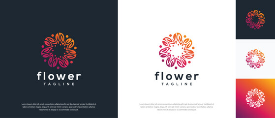 floral ornament icon logo design. flower logo icon nature beauty